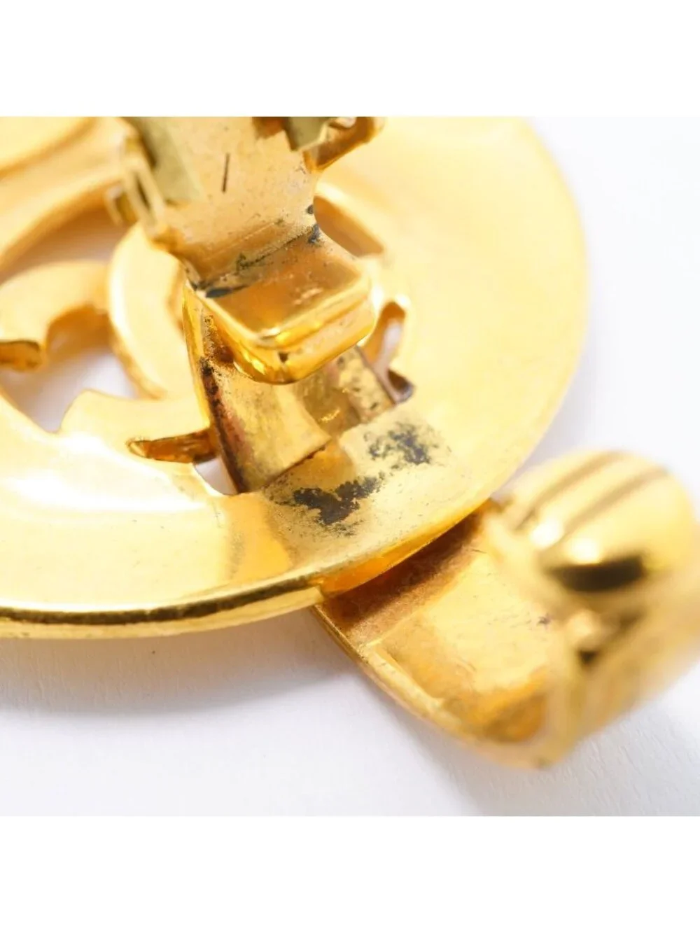 Chanel Earrings Vintage CC Logo Gold Plated